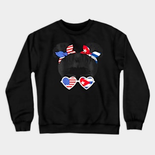 Kids Cute  American  Cuban Girl USA Cuba Flag Patriot Crewneck Sweatshirt